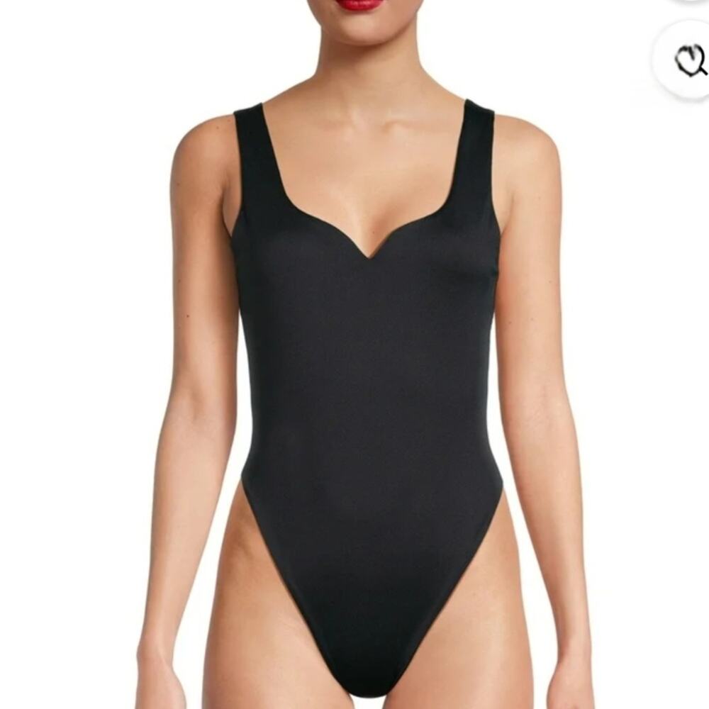 BCBGeneration Sculpt Scoop Neck Thong Bodysuit Black, Size XXS, NWT